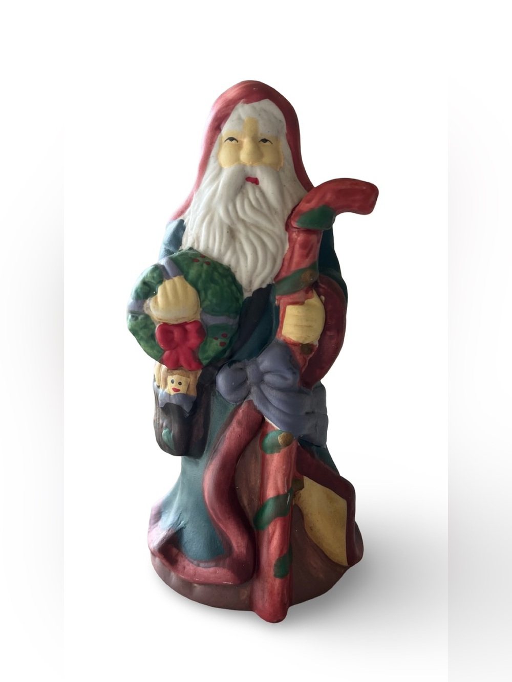 Vintage Hand painted Old World Ceramic Santa Figurine